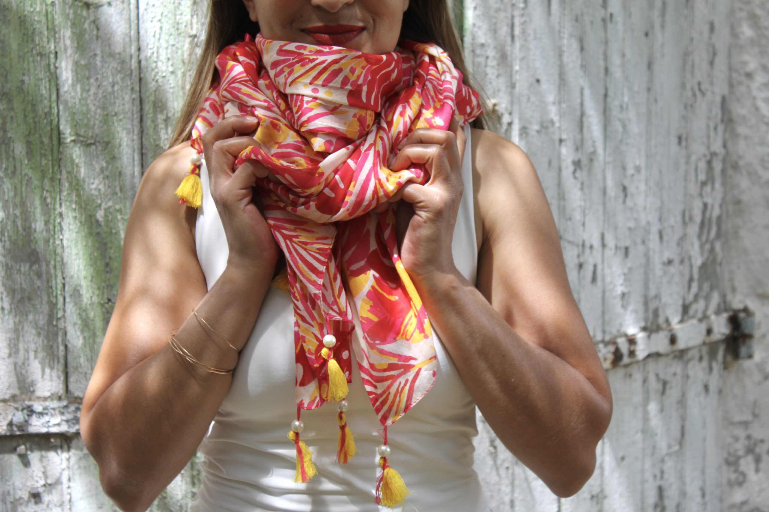 passion-foulard-tokyo-rose-jaune-blanc-4