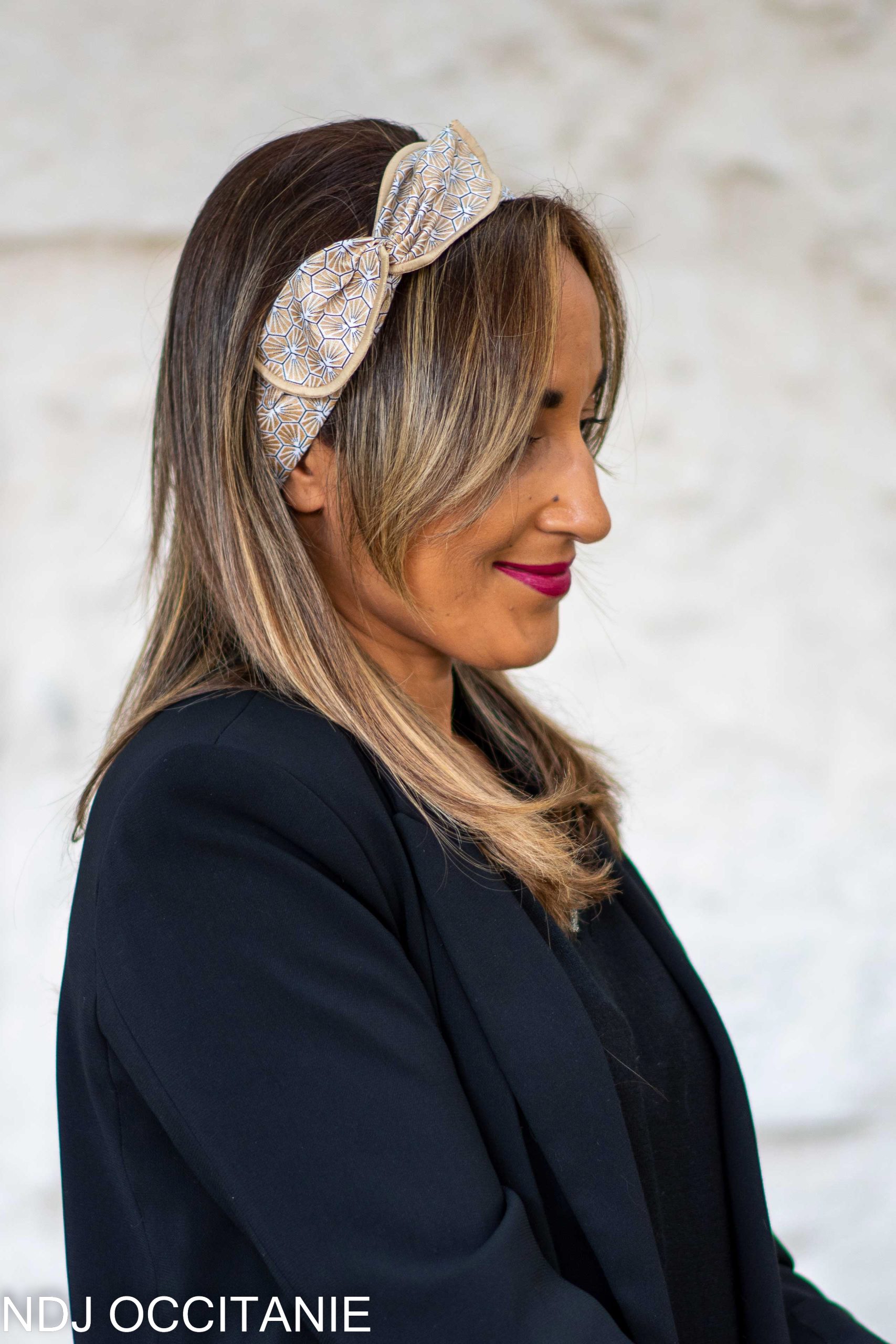 Bandeau fil de fer-Céleste-Beige doré-NDJ Occitanie-2