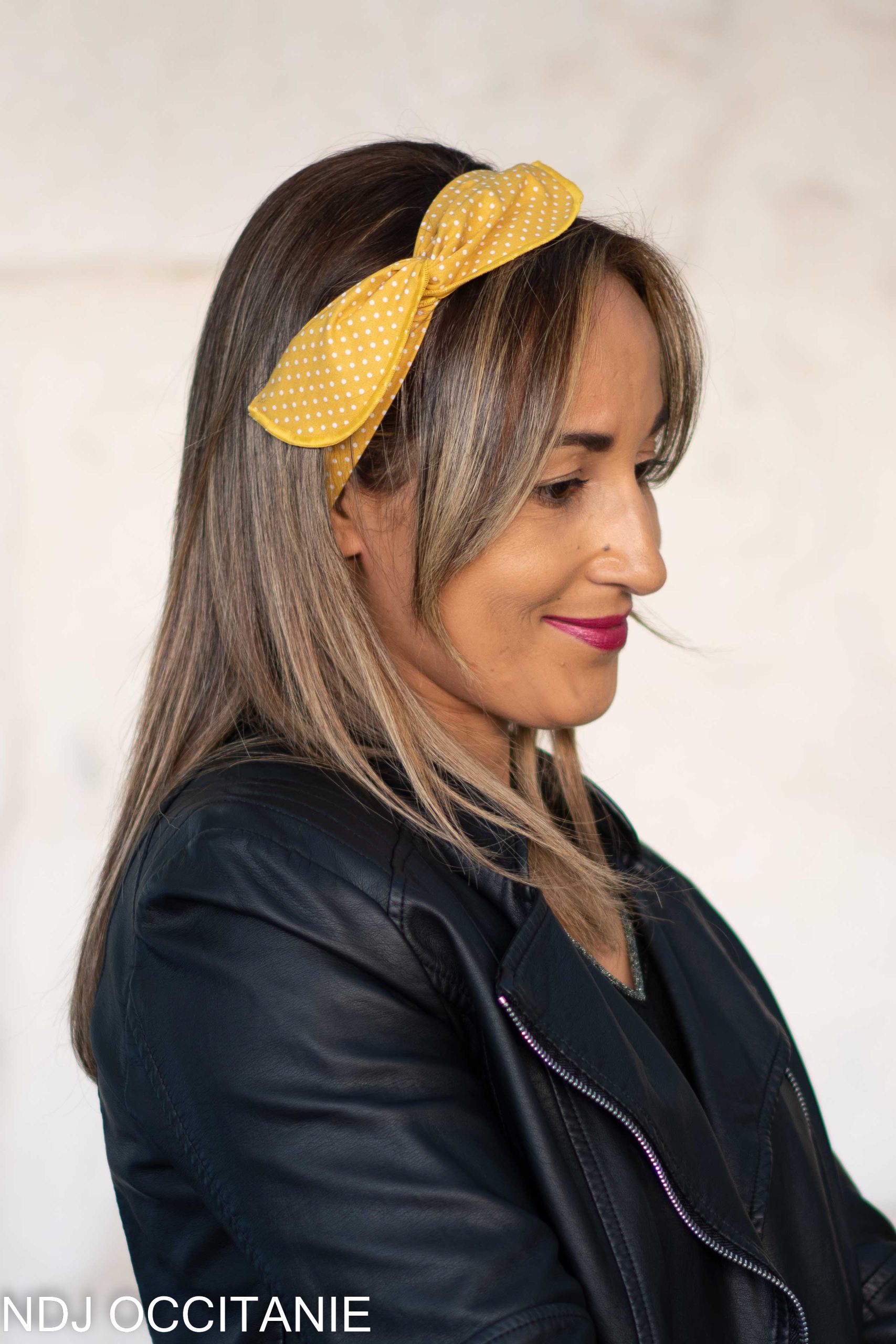 Bandeau fil de fer-Faustine-Jaune moutarde à petit pois-NDJ Occitanie-3 Bandeau fil de fer-Faustine-Jaune moutarde à petit pois-NDJ Occitanie