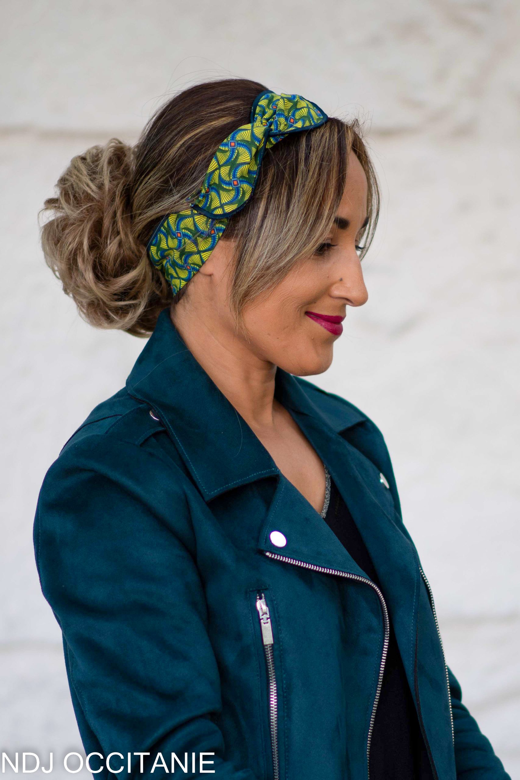 Bandeau fil de fer-Jaelle-Wax vert bleu-NDJ Occitanie Bandeau fil de fer-Jaelle-Wax vert bleu-NDJ Occitanie