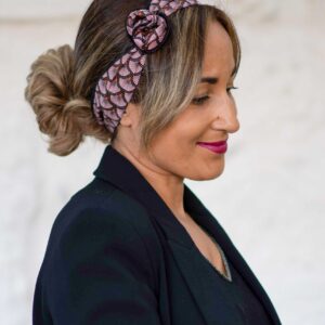 Bandeau fil de fer-Naomi-Motif japonais-Rose noir-NDJ Occitanie