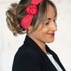 Bandeau fil de fer-Vintage-Rouge-Petit pois-NDJ Occitanie