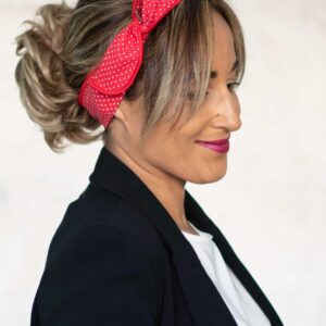 Bandeau fil de fer-Vintage-Rouge-Petit pois-NDJ Occitanie