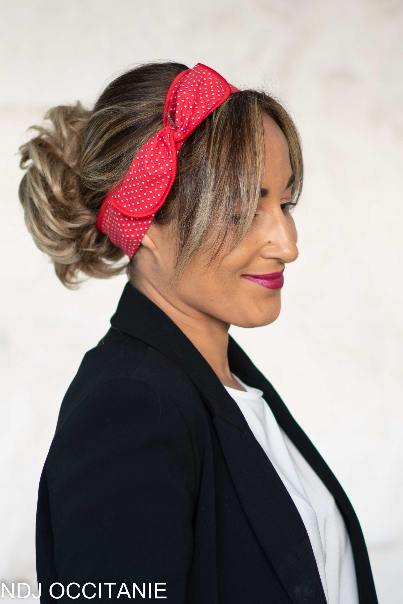 Bandeau fil de fer-Vintage-Rouge-Petit pois-NDJ Occitanie